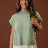 Uptown Ease Cable Knit Sweater Top in Pear Image - 1