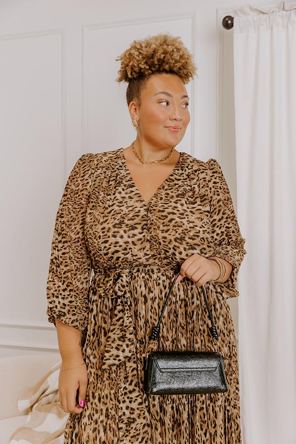 Urban Elegance Pleated Leopard Midi Dress Curves – Impressions Online Boutique