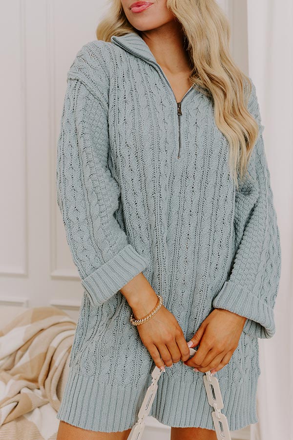 Pumpkin Kisses Cable Knit Sweater Dress in Light Blue M / Light Blue Pumpkin Kisses Cable Knit Sweater Dress in Light Blue M / Light Blue
