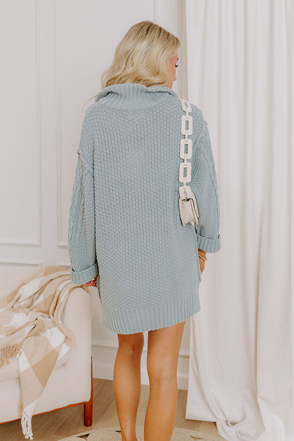 Pumpkin Kisses Cable Knit Sweater Dress in Light Blue M / Light Blue Pumpkin Kisses Cable Knit Sweater Dress in Light Blue M / Light Blue