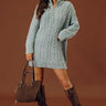 Pumpkin Kisses Cable Knit Sweater Dress in Light Blue Image - 1
