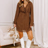 Darling Detail Embroidered Mini Dress in Chocolate Image 1