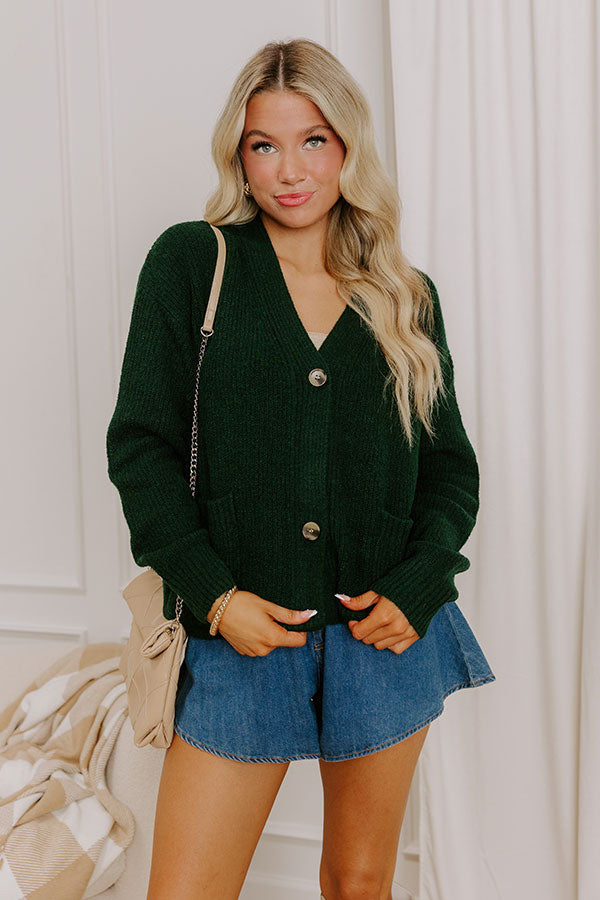 Cider Season Knit Cardigan in Hunter Green Image 1