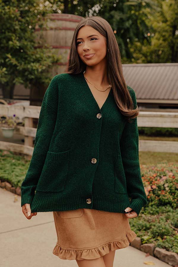Cider Season Knit Cardigan in Hunter Green Image - 2