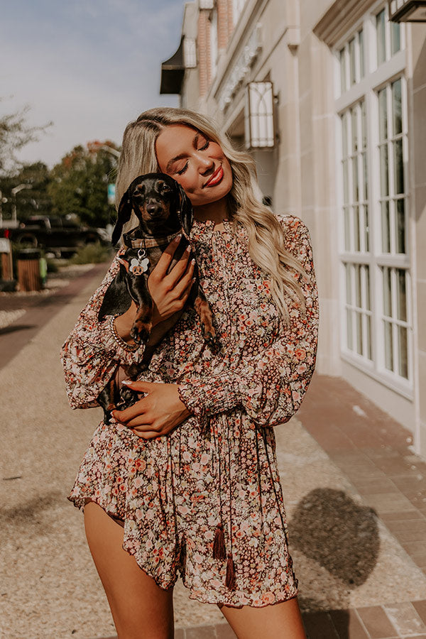 Blooming Personality Floral Mesh Romper S / chestnut