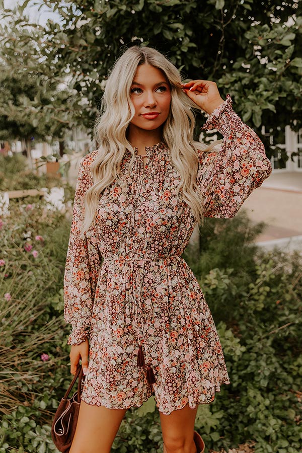 Blooming Personality Floral Mesh Romper S / chestnut