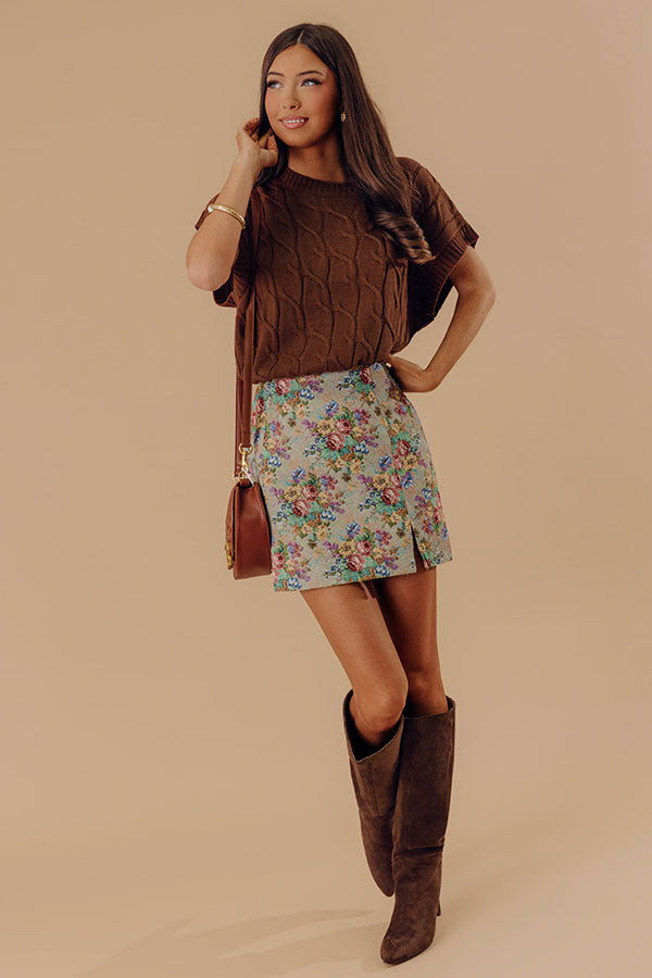 Uptown Ease Cable Knit Sweater Top in Chocolate