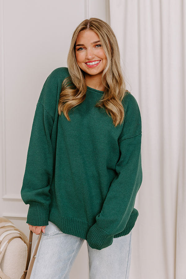 Sweet Lifestyle Knit Sweater in Hunter Green Image 1