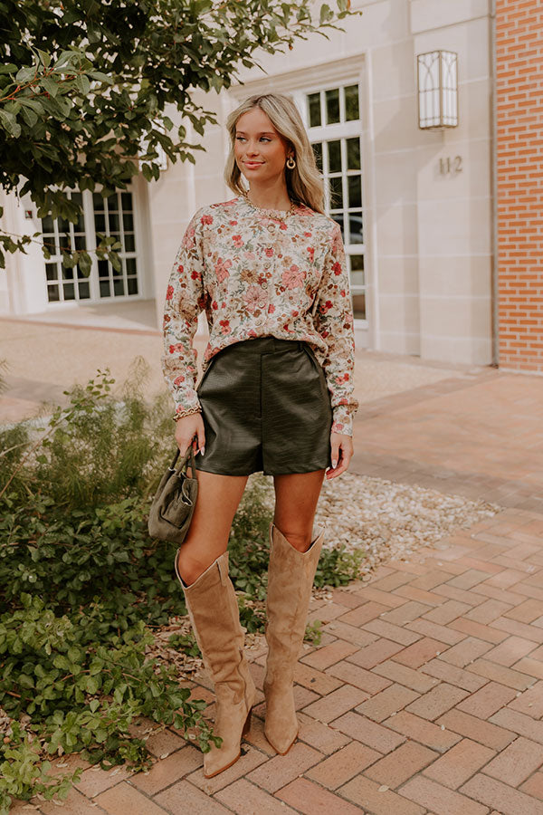 Chic Statement High Waist Faux Leather Shorts in Deep Forest Image 3