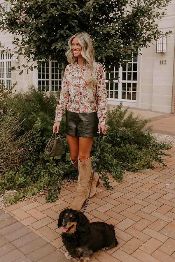 Chic Statement High Waist Faux Leather Shorts in Deep Forest Image 1