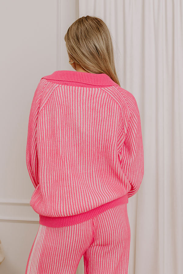 Uptown Chic Ribbed Sweater Top in Pink Image 5