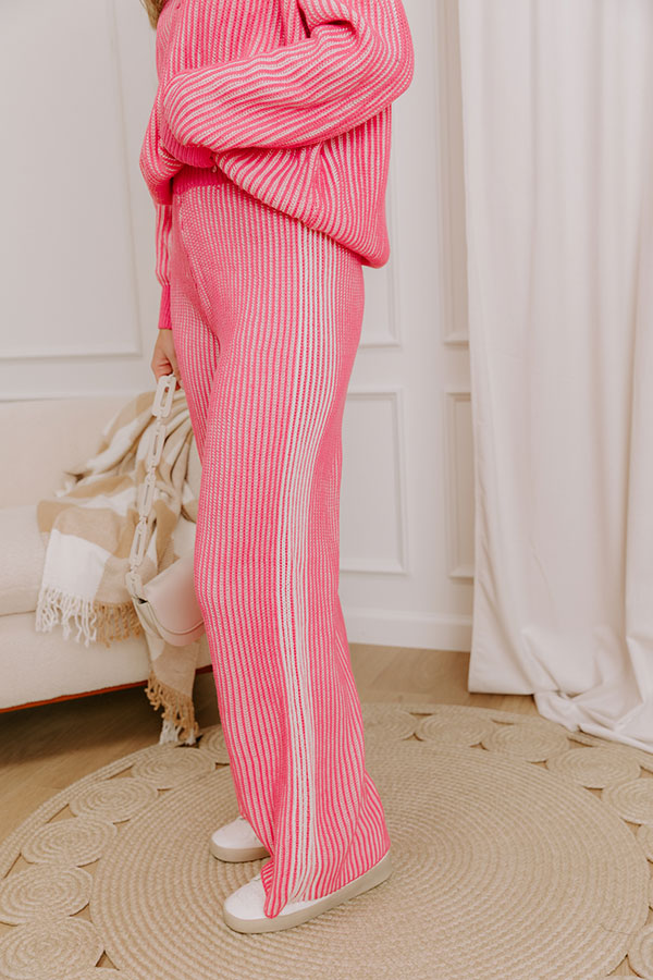 Uptown Chic High Waist Ribbed Pants in Pink Image 4