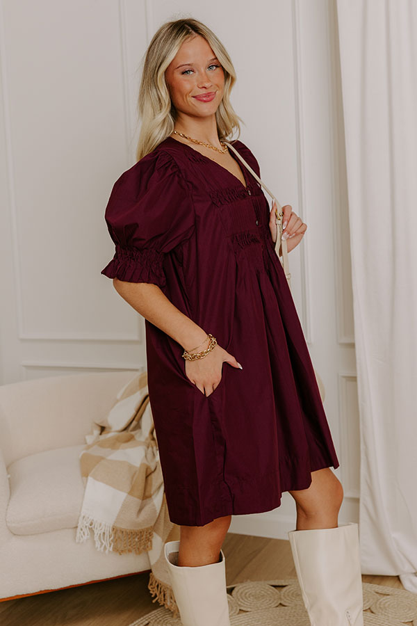 Bordeaux Bliss Button Down Mini Dress Image 5