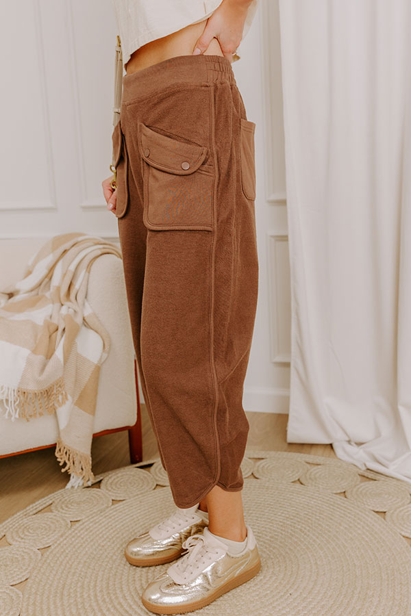 The Livvy High Waist Terry Barrel Leg Pants in Chocolate Image 4