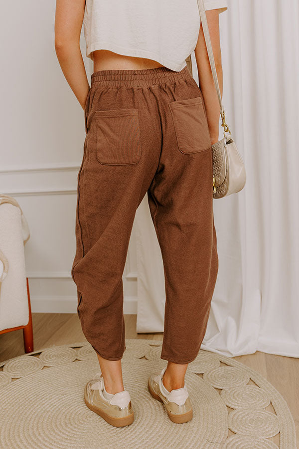 The Livvy High Waist Terry Barrel Leg Pants in Chocolate Image 5
