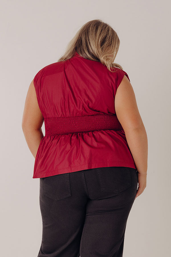 Chic Ensemble Peplum Top in Wine Curves Image - 5