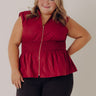 Chic Ensemble Peplum Top in Wine Curves Image - 1
