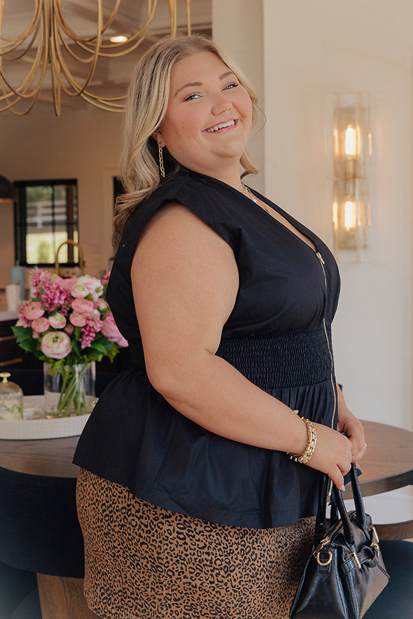 Chic Ensemble Peplum Top in Black Curves Image - 4
