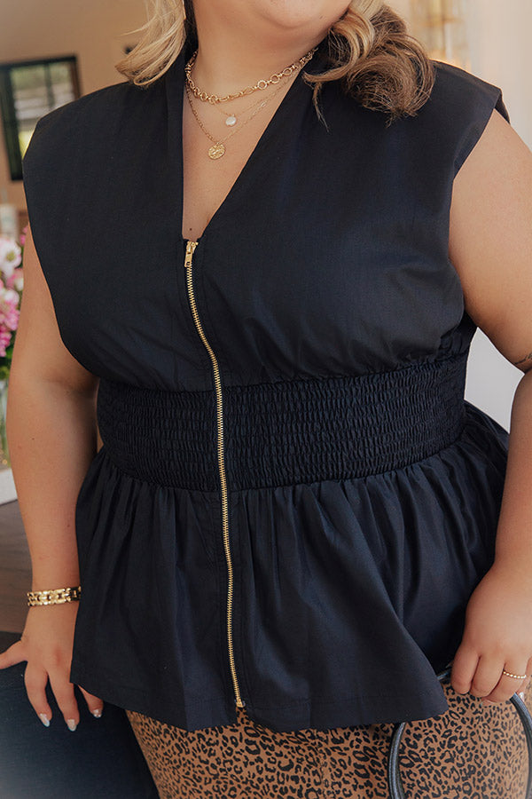 Chic Ensemble Peplum Top in Black Curves Image - 3