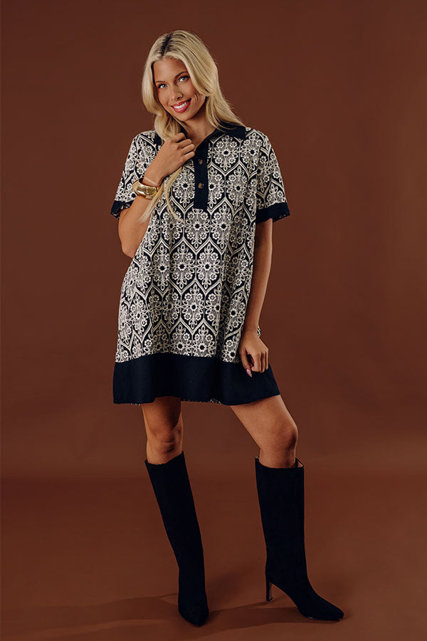 Brunch Plans Ready Eyelet Mini Dress in Black Image - 2