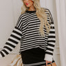 Hot Cocoa Sippin' Stripe Knit Sweater in Black Image 1
