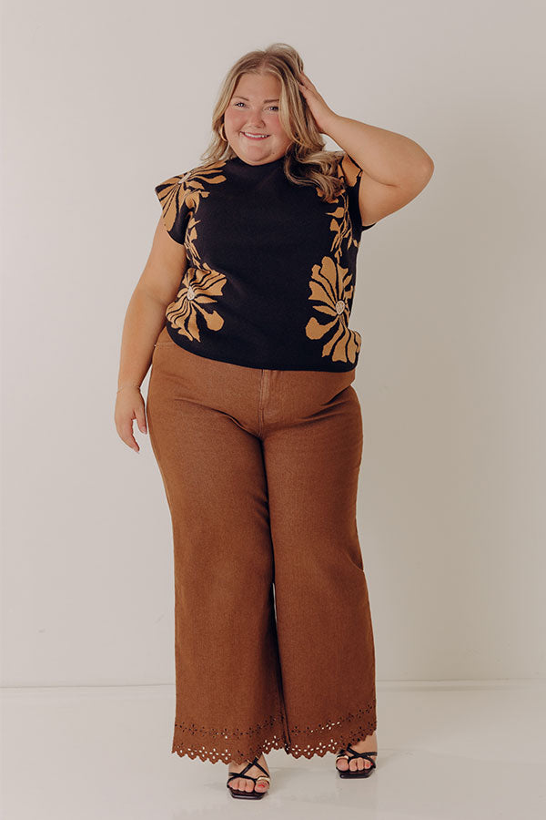 The Georgia High Waist Eyelet Pants in Chocolate Curves Image - 1