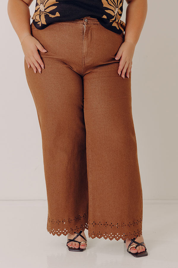 The Georgia High Waist Eyelet Pants in Chocolate Curves Image - 2