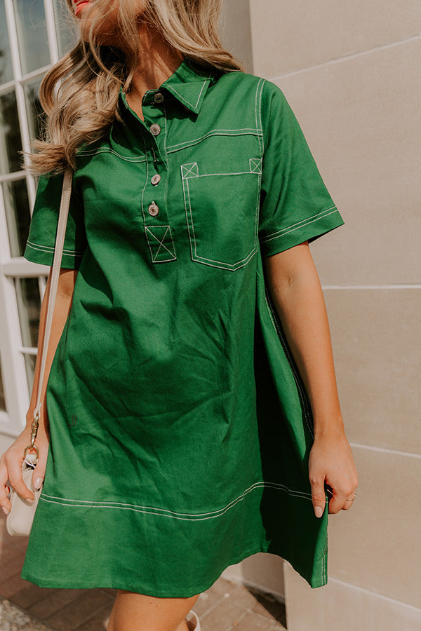 Cafe On Fifth Denim Mini Dress in Green Image 3