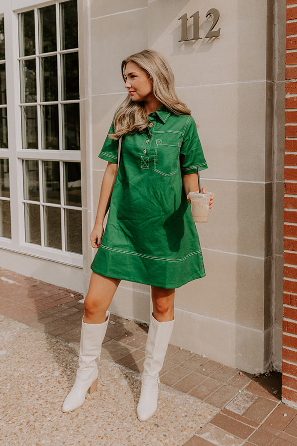 Cafe On Fifth Denim Mini Dress in Green Image 2