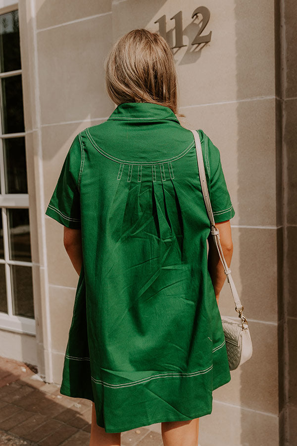 Cafe On Fifth Denim Mini Dress in Green Image 5
