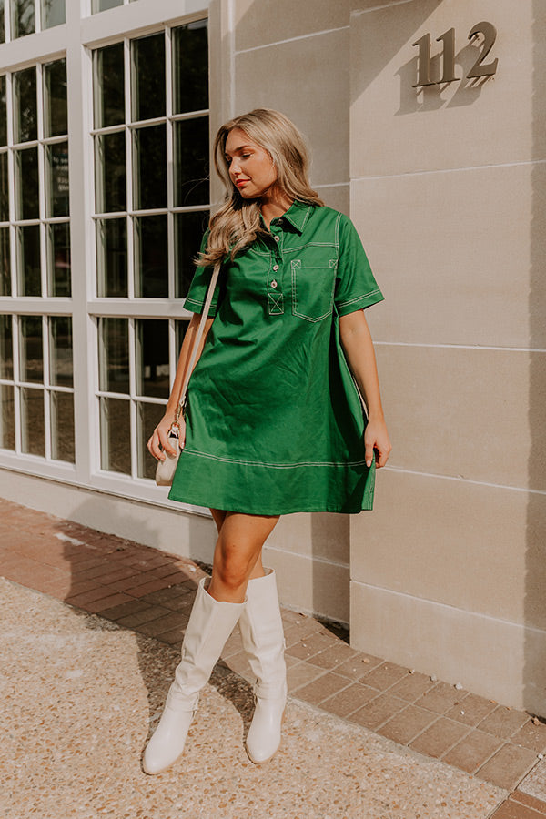 Cafe On Fifth Denim Mini Dress in Green