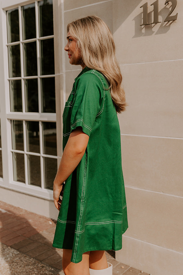 Cafe On Fifth Denim Mini Dress in Green M / Green Cafe On Fifth Denim Mini Dress in Green M / Green