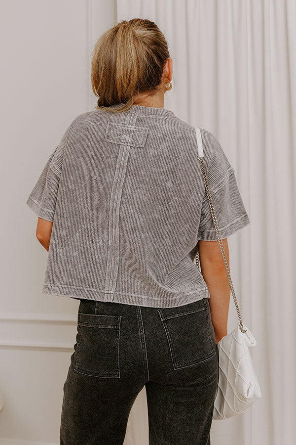 Daily Comfort Vintage Wash Ribbed Tee in Grey Image 5