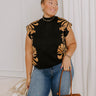 City Bloom Floral Knit Top in Black Curves Image 1