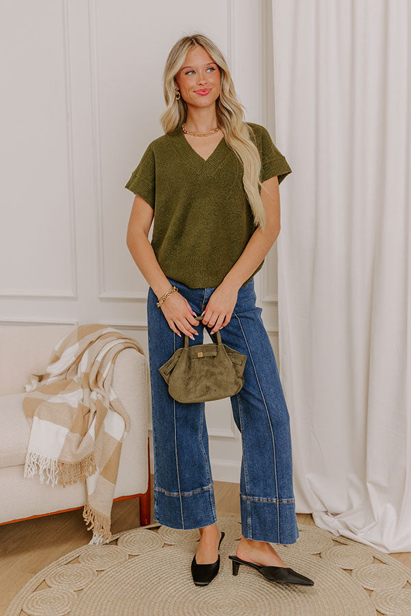 Hayride Cutie Knit Sweater Top in Olive Image 5