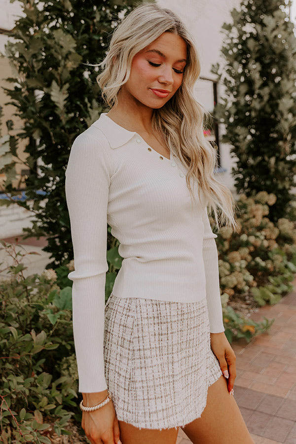 Easy To Style Ribbed Henley Top in Cream Image 4