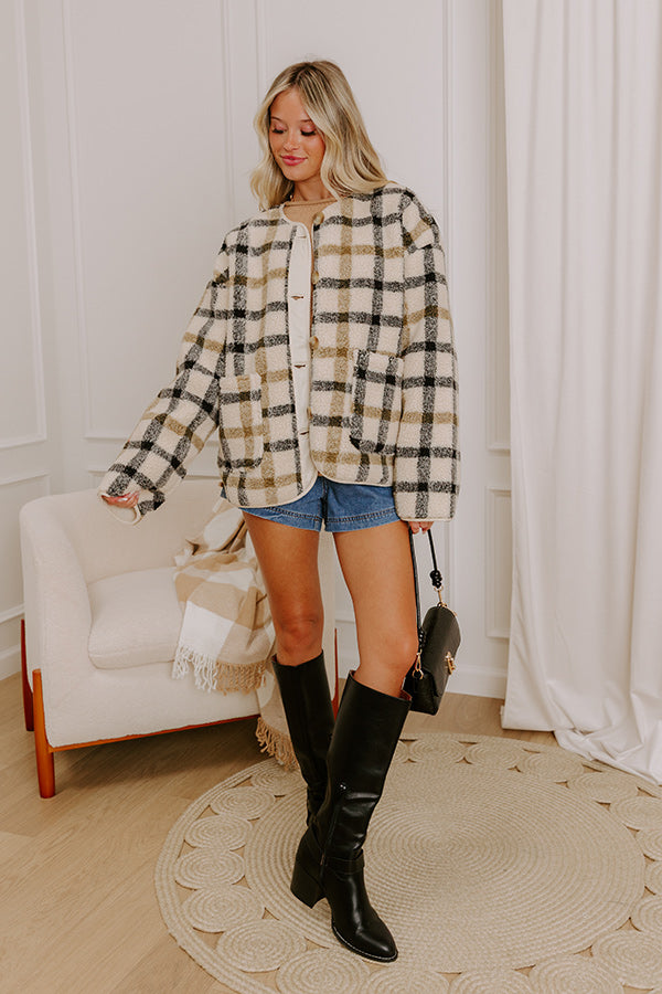 Pumpkin Patch Ready Plaid Sherpa Jacket Image 1