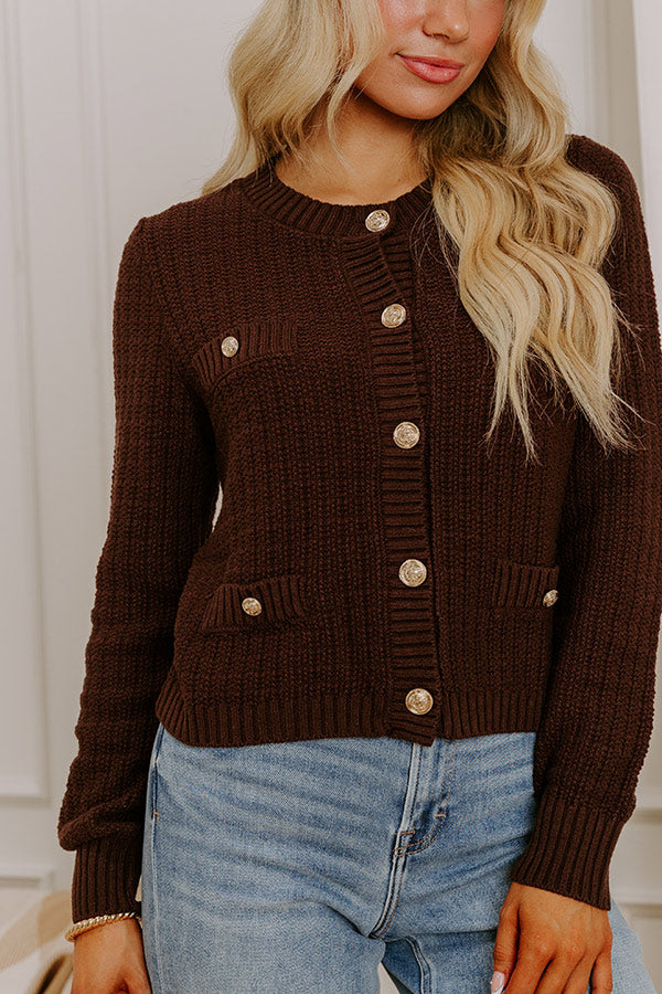 Posh Moment Knit Cardigan in Chestnut Image 2