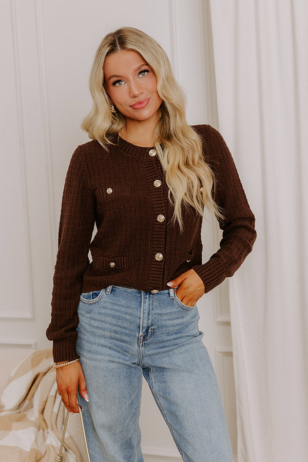Posh Moment Knit Cardigan in Chestnut Image 1