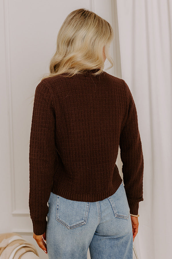 Posh Moment Knit Cardigan in Chestnut Image 5