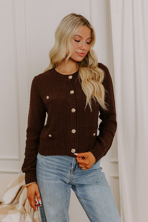 Posh Moment Knit Cardigan in Chestnut Image 4