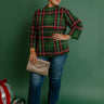 Full Of Cheer Plaid Knit Sweater in Green Curves Image 1