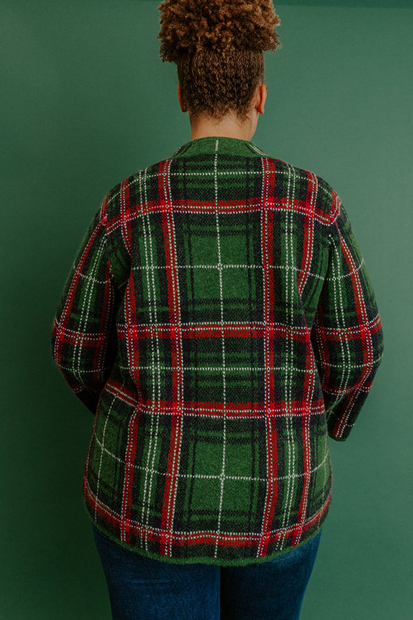 Full Of Cheer Plaid Knit Sweater in Green Curves XL / Green Full Of Cheer Plaid Knit Sweater in Green Curves XL / Green