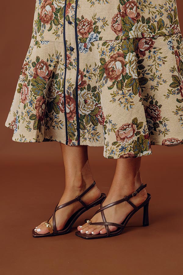 The Liliana Faux Leather Heel in Chestnut