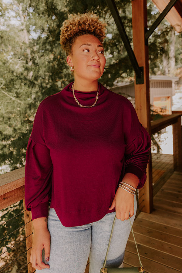 Sweet Energy Knit Top in Merlot Curves Image 4