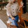 Coffee Shop Cozy Knit Cardigan in Mocha Image 1