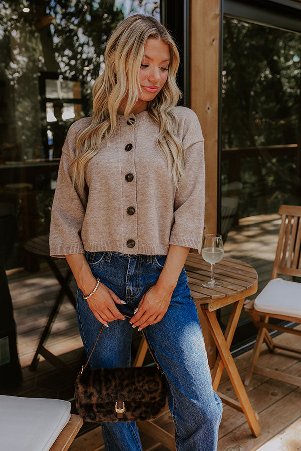 Coffee Shop Cozy Knit Cardigan in Mocha Image 2