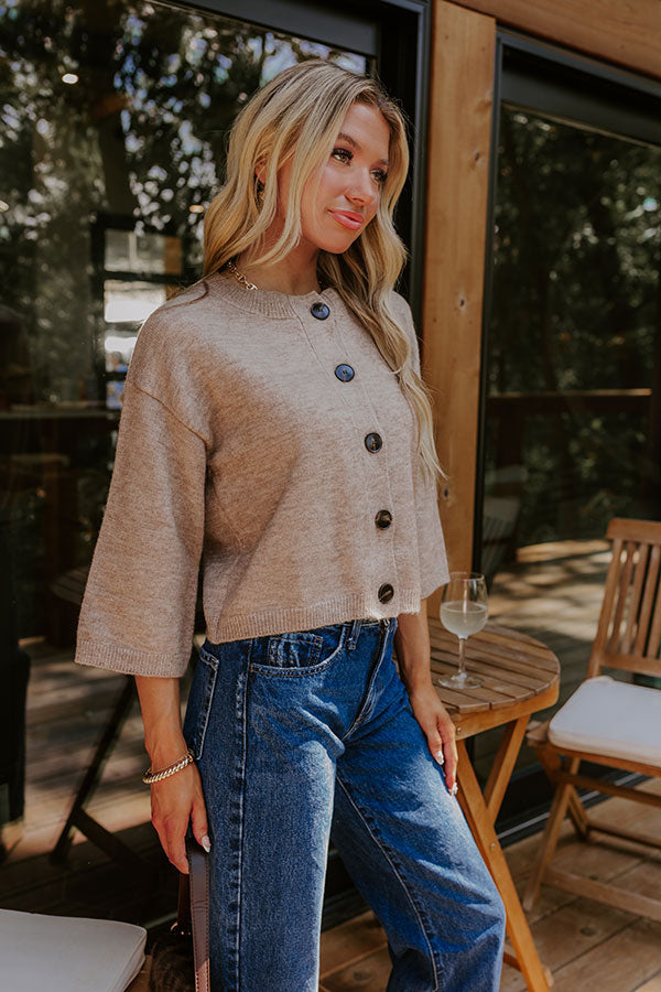 Coffee Shop Cozy Knit Cardigan in Mocha Image 4