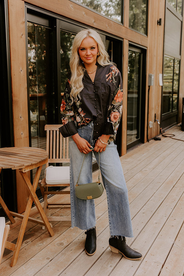 Uptown Poise Floral Top in Black Image 3