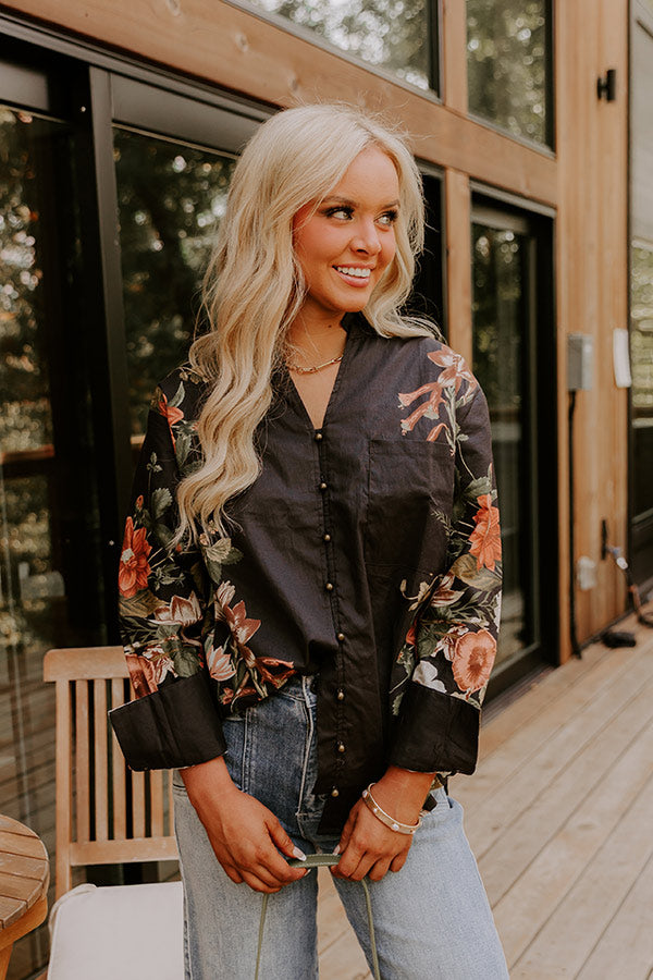 Uptown Poise Floral Top in Black Image 1